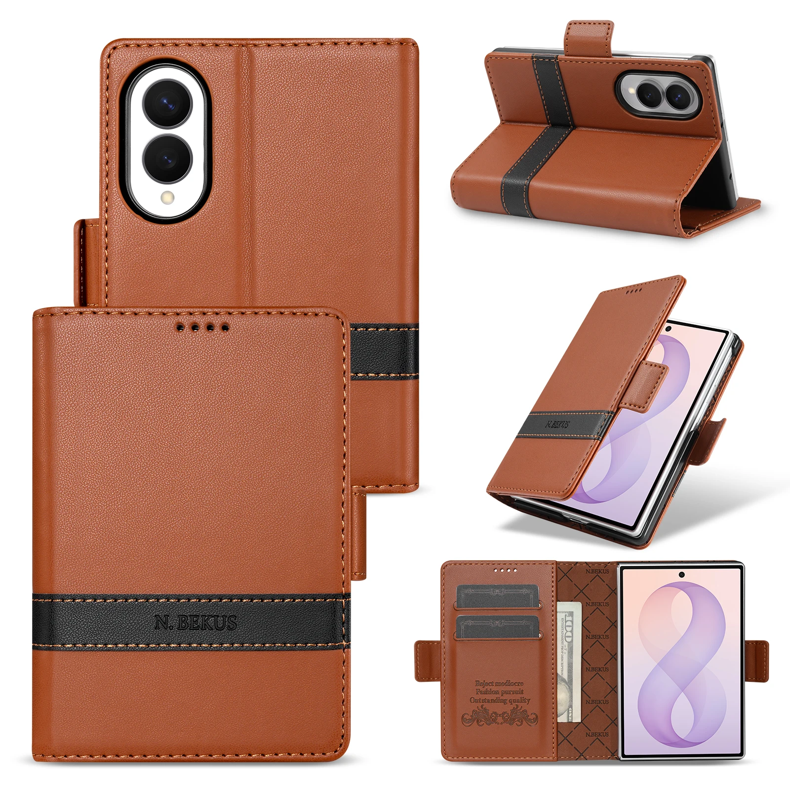 Luxury Business Splice Flip Cards Solt Wallet Leather Case for Samsung Galaxy Z Fold8 Fold 8 Wide Shockproof Book Stand Cover