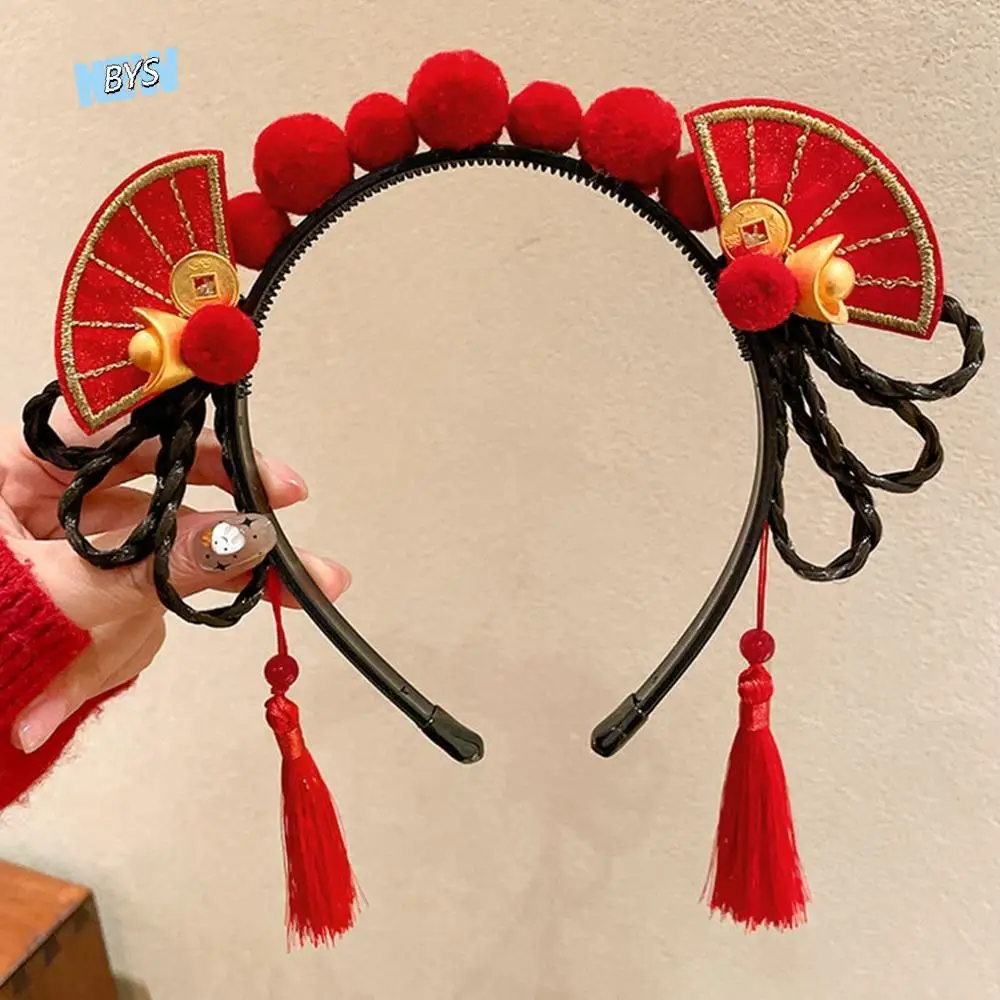 

Flower Children Wig Headband Braid Hair Tang Suit Hair Hoop Hanfu Hair Sticks Girl Hair Accessories Tassel
