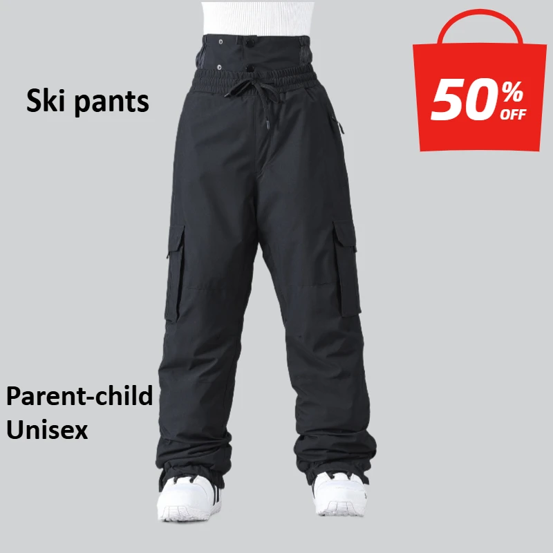 

New Men's Unisex Pants Parent Child Waterproof Windproof Skiing Trousers Outdoors Warm POLYESTER Anti-wear Solid Cold Winter