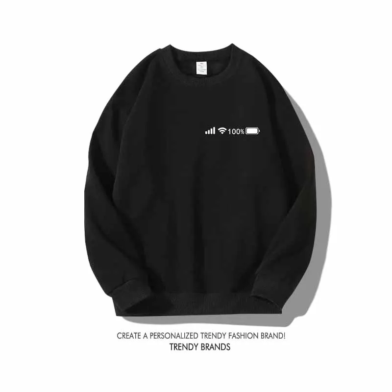 

Весенне-осенняя толстовка с круглым вырезом и длинным рукавом, базовый слой, верхняя одежда, уличная одежда, повседневное худи 00 Signal Power State