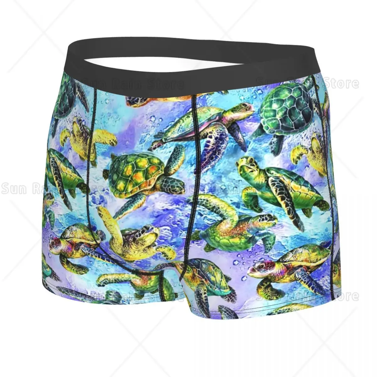 Colorful Turtles Underwear Men Sexy Printed Customized Ocean Animal Lover Boxer Shorts Panties Briefs Breathable Underpants