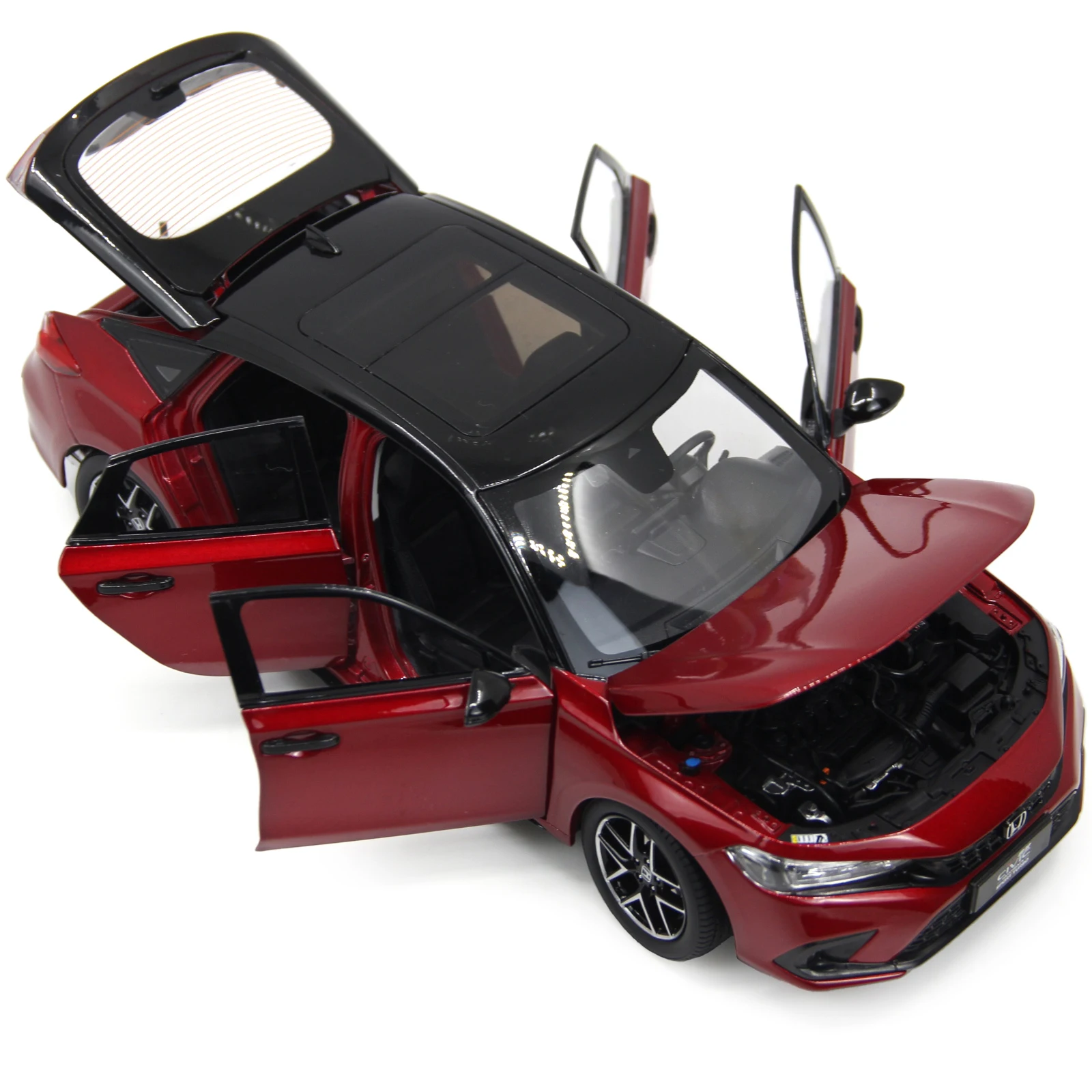 1:18 Scale Honda Civic Hatchback 2023 Car Model Red Color Simulation Miniature Diecast Alloy Vehicle Toy Model Collection Gifts