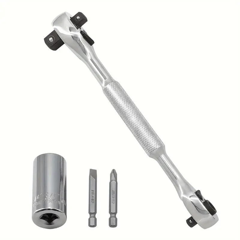 72 Teeth 1/2 3/8 1/4 inch Double Ended Quick Socket Ratchet Wrench Socket Screwdriver Bit Driver Quick Release Hand Tools