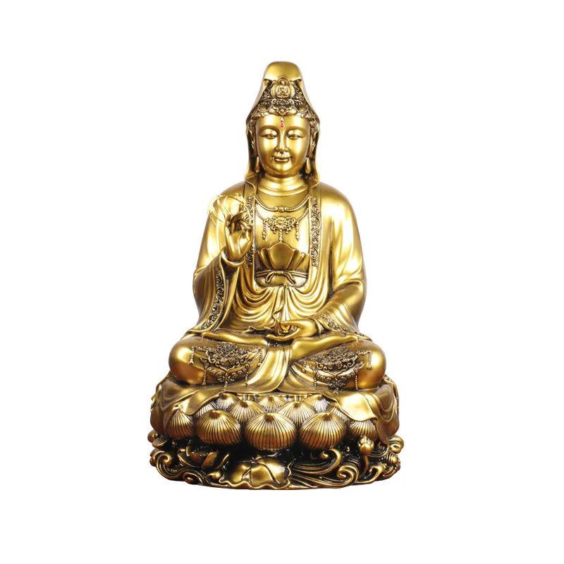 PYH Golden Lotus Noble Body Guanyin Bodhisattva Buddha Ornament Home Living Room Offering Housewarming Crafts