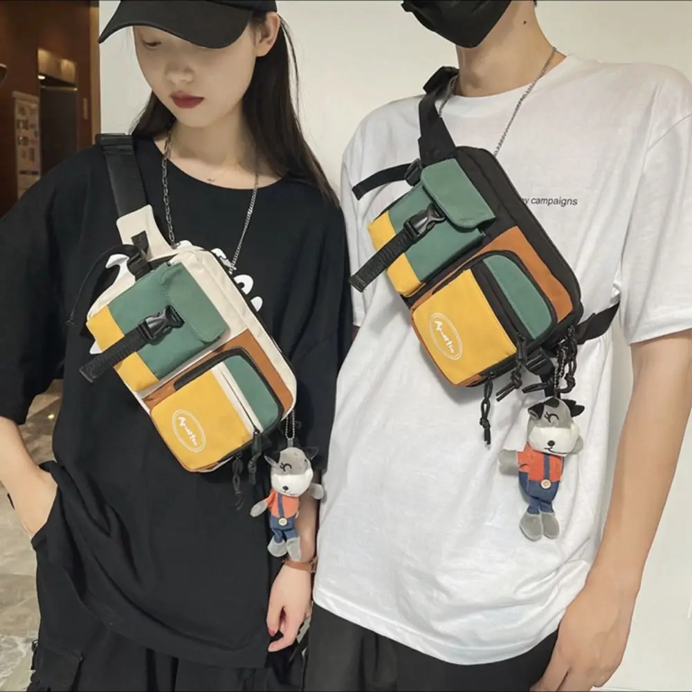 Storage Bag Nylon Men Chest Bag Multifunctional Large Capacity Waist Bag Black White Male Shoulder Bag Unisex