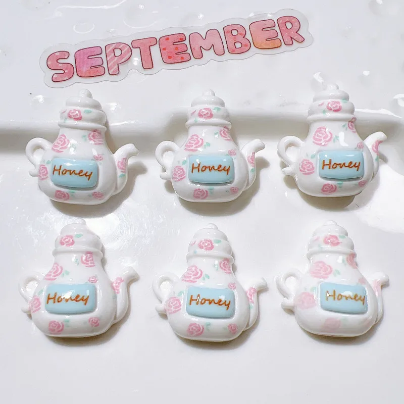 20Pcs Cartoon Teapot Cake Resin Jewelry Bracelet Hair Clip Crafts Accessories DIY Storage Box Pencil Case Water Cup Decor Patch