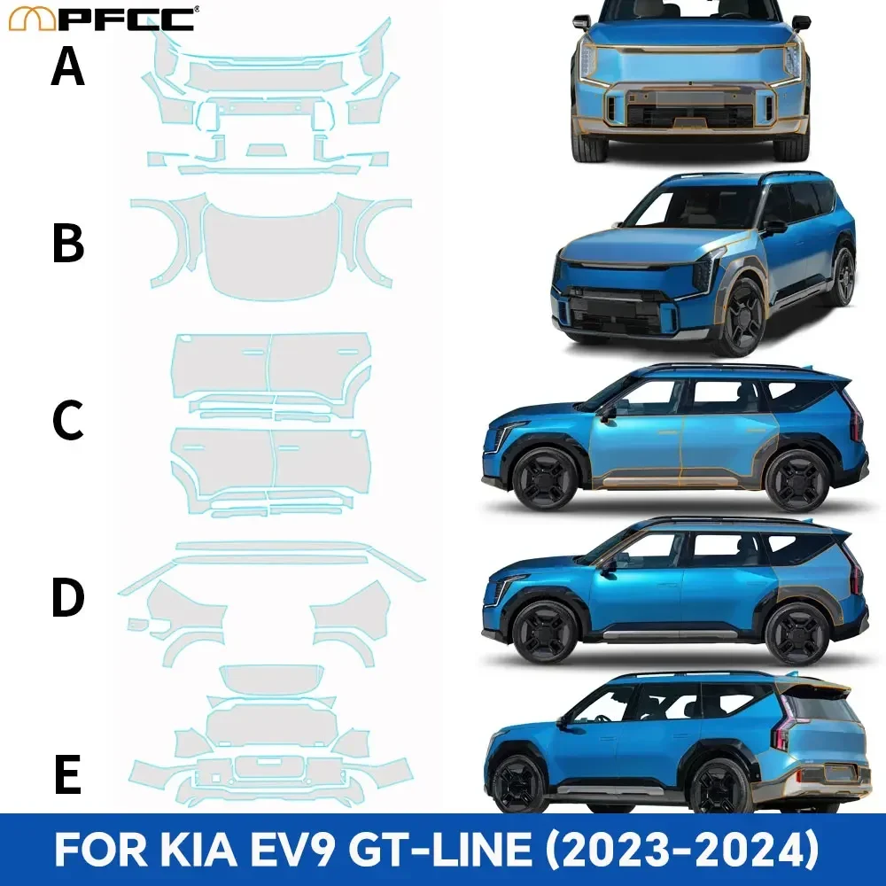 

Для KIA EV9 GT-Line 2023 2024, защитная пленка для краски, предварительно вырезанная ТПУ PPF кузов автомобиля, защита от царапин, прозрачная наклейка на бампер, устойчивая