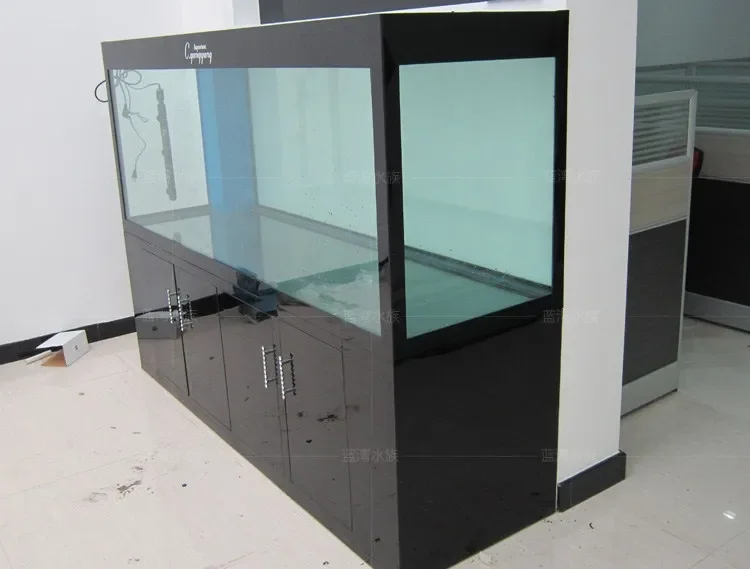 Fish tank living room, home office, large bottom filtration, ultra white glass ecology