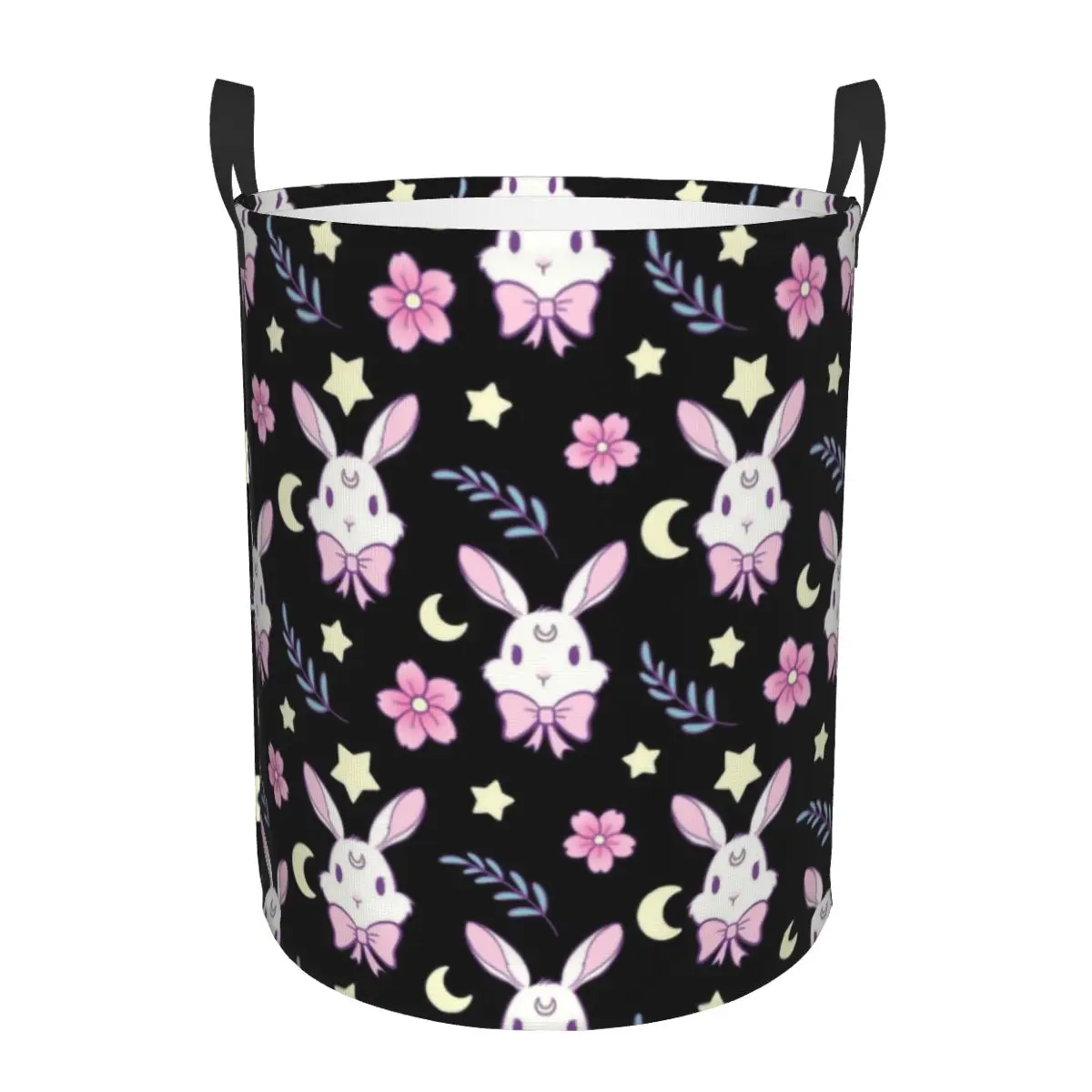 Custom Sakura Bunny Laundry Basket Collapsible Rabbit Baby Hamper for Nursery Toys Organizer Storage Bins