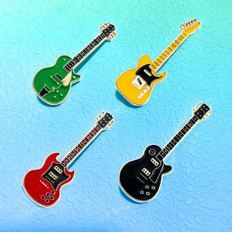 Cartoon Guitar Pins 4-design Enamel Instrument Cute Brooch Pin On Clothes Backpack Lapel Badge Friends Gifts