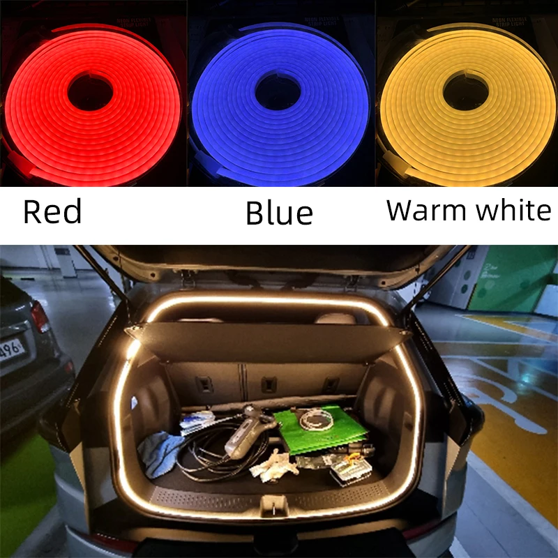 

12V 5M Car Frunk Brighten LED Strip Modified Ambient Light Rear Trunk Highlight Beads Atmosphere Decor Lamp For Tesla Model 3YSX