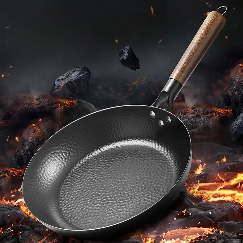 

Iron pan Carbon Steel Wok Traditional 11" Gas Stove Induction Cooker Universa Kitchen Cookwar Non-stick Non-coating Frying Pan