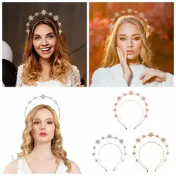 Double Layer Rhinestone Star Headband Crystal Baroque Star Zircon Hair Hoop Hair Accessories Korean Style Ins Tiara Headdress