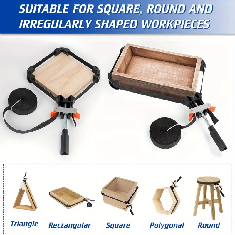 Quick-Release Photo Frame Clip with 4-Corner Grip - Heavy-Duty Adjustable Woodworking Fixture for Fixing Frames and Craft Projec