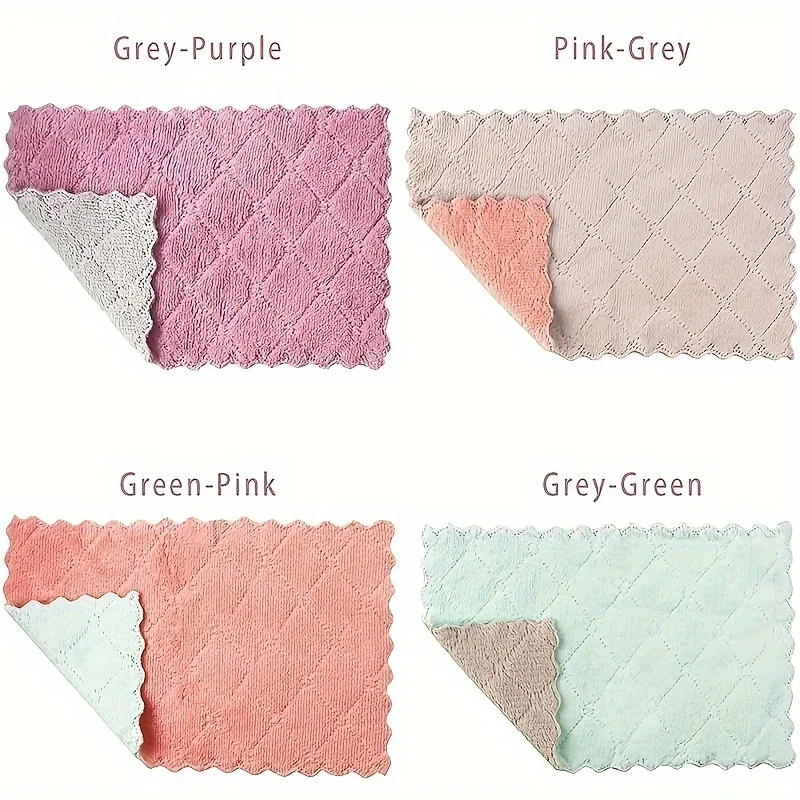 10pcs Random color  Cloths Multi-Purpose Double-Sided Absorbent Dishwashing Towels for Kitchen Cleaning