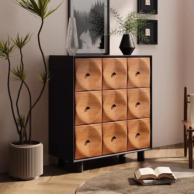Pre-owned solid wood chest of drawers home bedroom drawer storage decoration cabinet living room carved old diamond lattice sofa