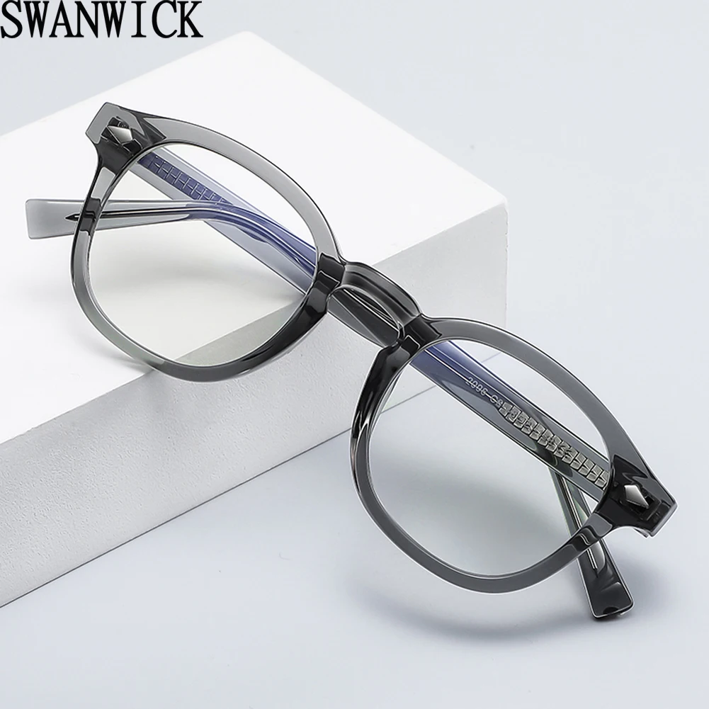 

Swanwick polygon anti blue light glasses square TR90 women acetate men eyeglasses accessories retro European style black gray