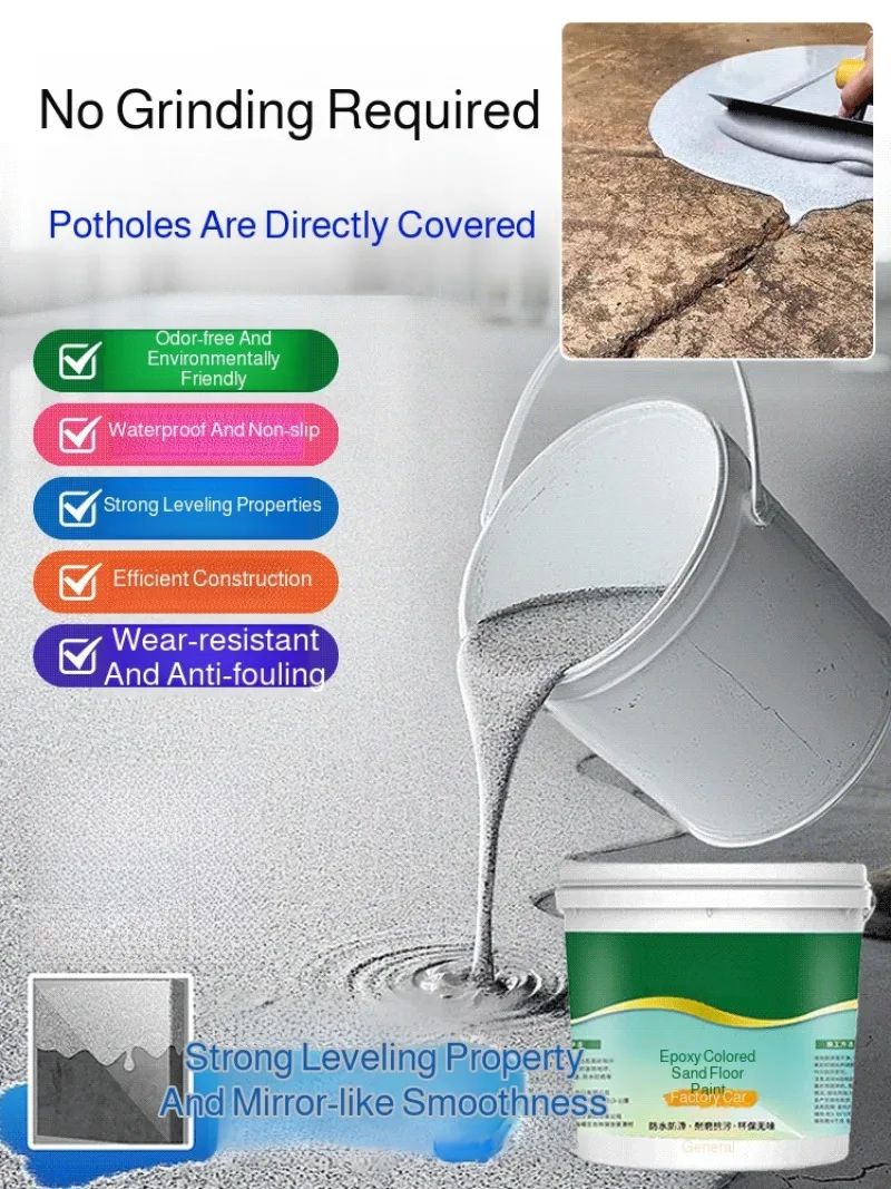 Household Epoxy Floor High-Gloss Imitation Marble Color Sand Selfdraining Waterproof Flooring Cement Floor Special Floor Paint
