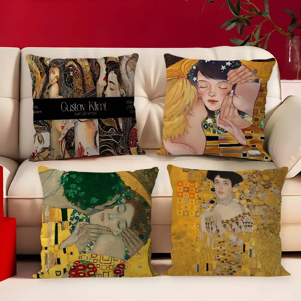 Gustav Klimt The Kiss Art Maple Design Cushion Cover Happy Autumn Harvest decor Holiday Decorati Pillow Cover