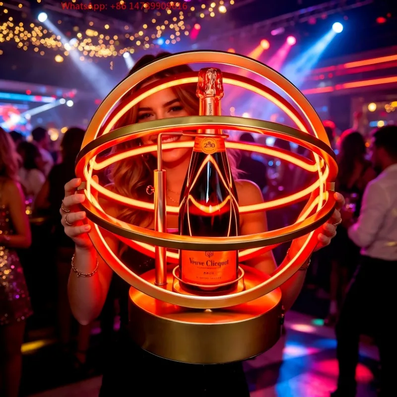 Premium Custom LED Liquor Display StandDazzling Color Changing Orb Champagne Stand Customizable Logo Illuminated LED Bottle Disp