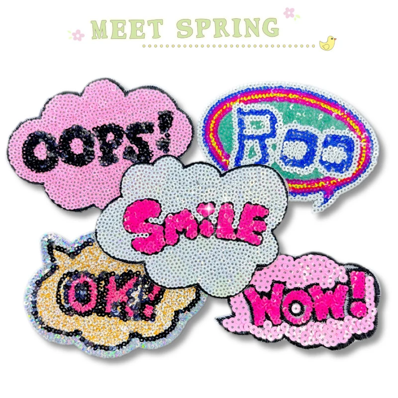 One Piece Pailletten Boo Smile Patch, bestickte Aufnäher zum Aufbügeln für T-Shirt, Jacke, Tasche, DIY, Kleidung, Reparatur, Dekoration
