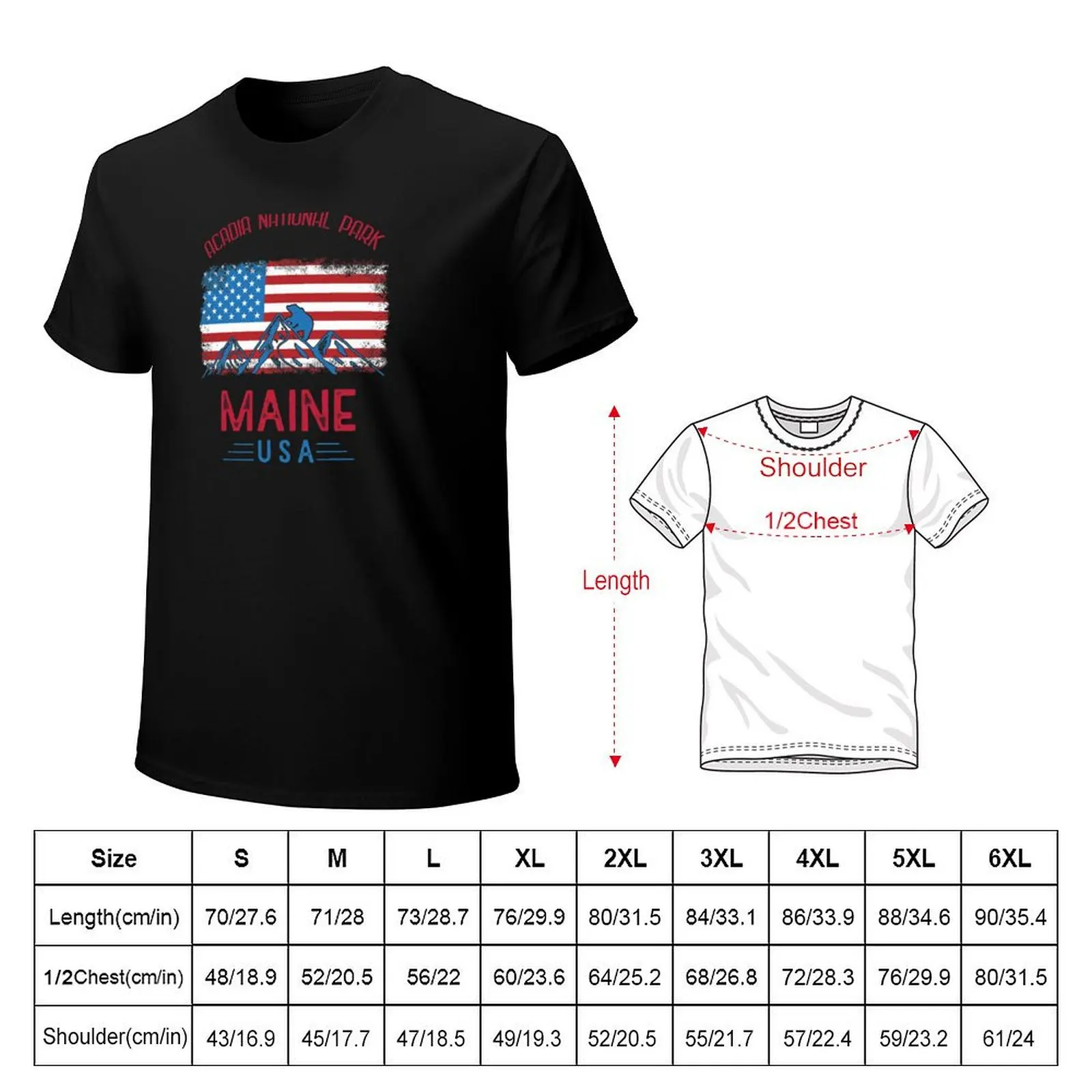 Vintage Acadia National Park Maine T-Shirt man t shirts high quality luxury brand T-Shirt