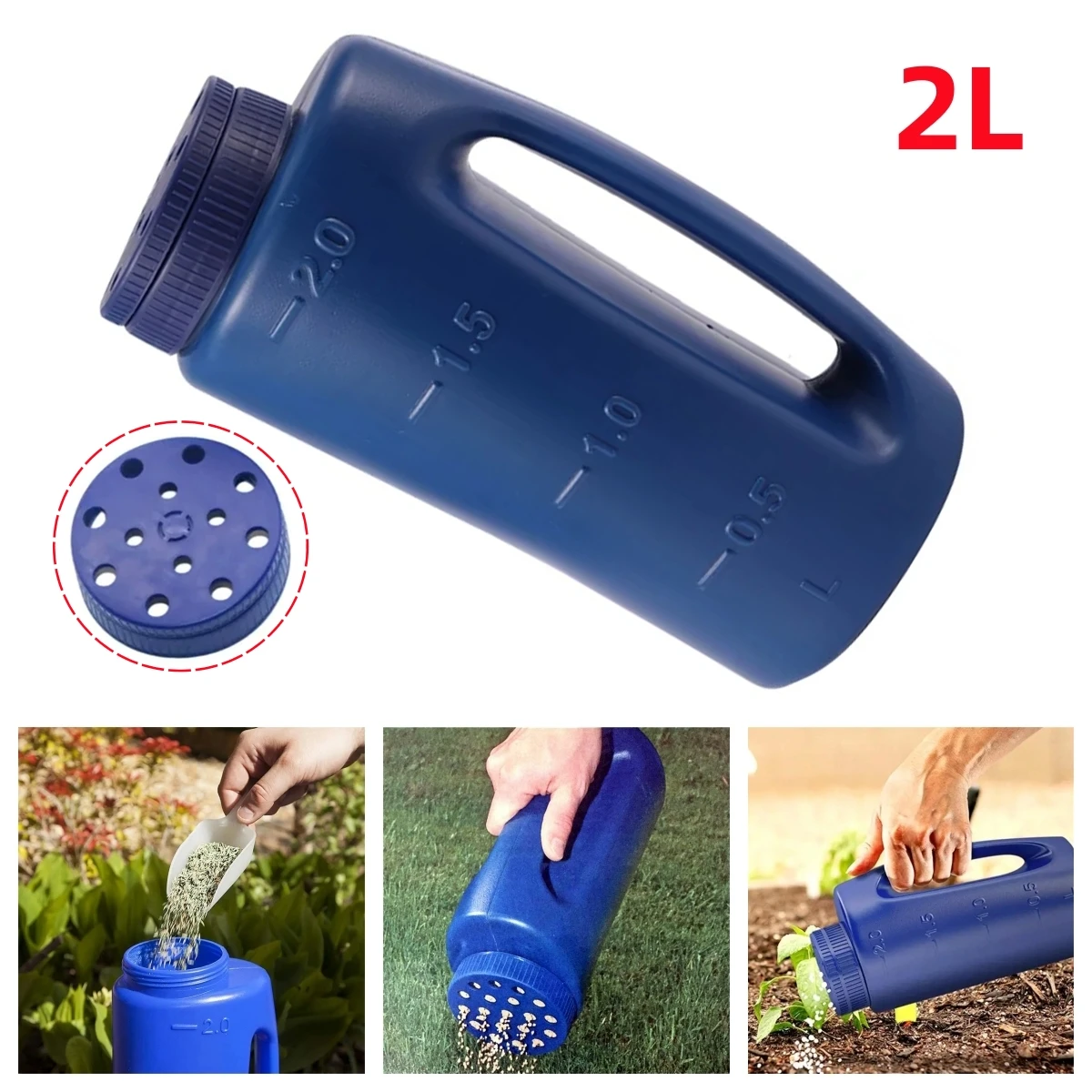 2L Hand Held Type Seed Sower and Fertilizing Tank Adjustable Hole Size Portable Fertilizer Gardening Planting Nursery Tool 1Pc