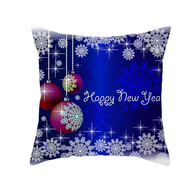 Blue Christmas Deer Pillow Dream Snow Elk Pattern Quilt Cover Pillowcase Home Chair Hotel Bed Decoration Pillowcase 45x45cm   ..