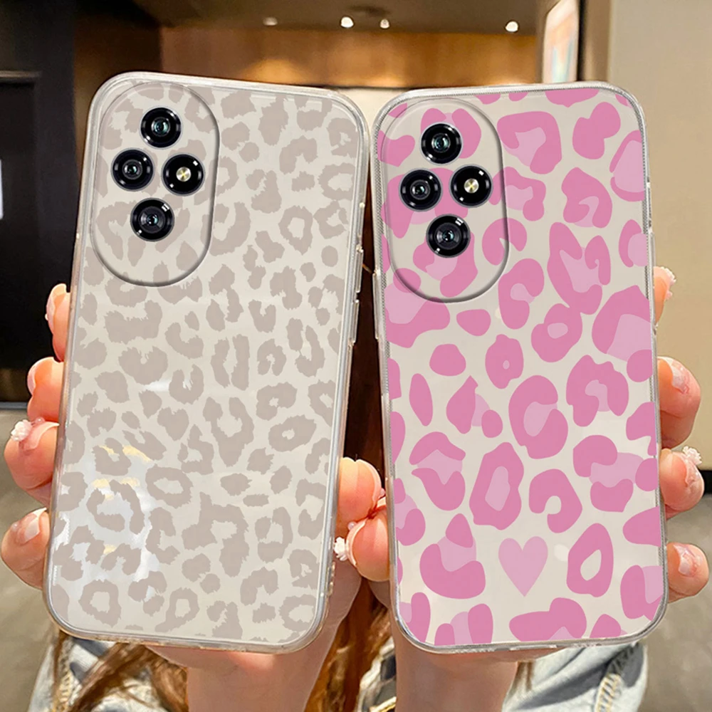 

Красочный чехол с леопардовым принтом для Honor 200 90 Lite 50 70 X9 20 9X, мраморный художественный чехол для телефона, прозрачный, с защитой камеры, мягкий чехол