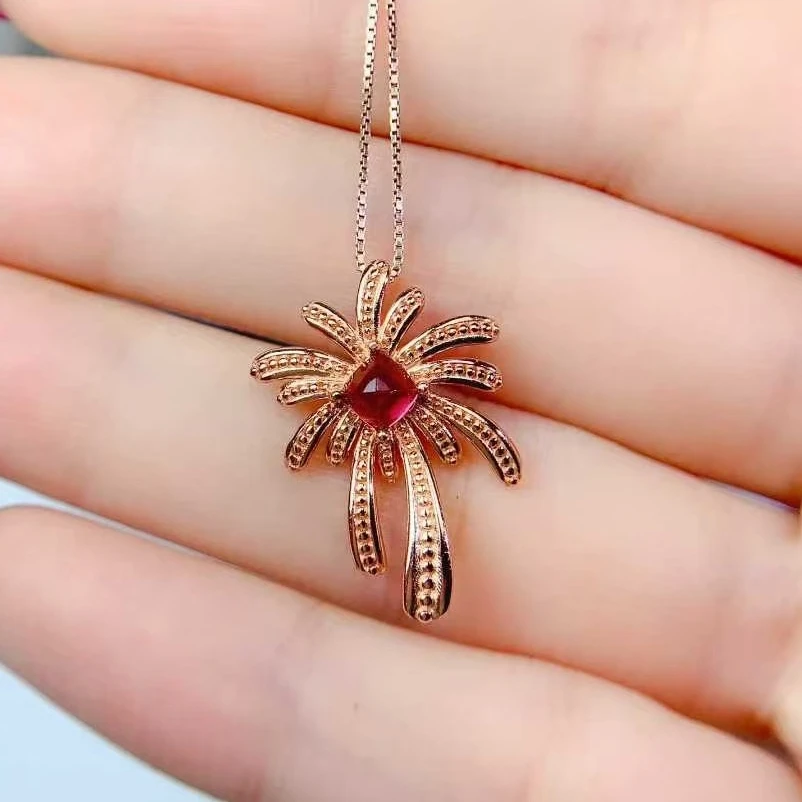

925 Silver Designer Pendant for Party Natural Garnet Pendant 4mm 0.5ct Genuine Pyrope Garnet Jewelry with Certificate