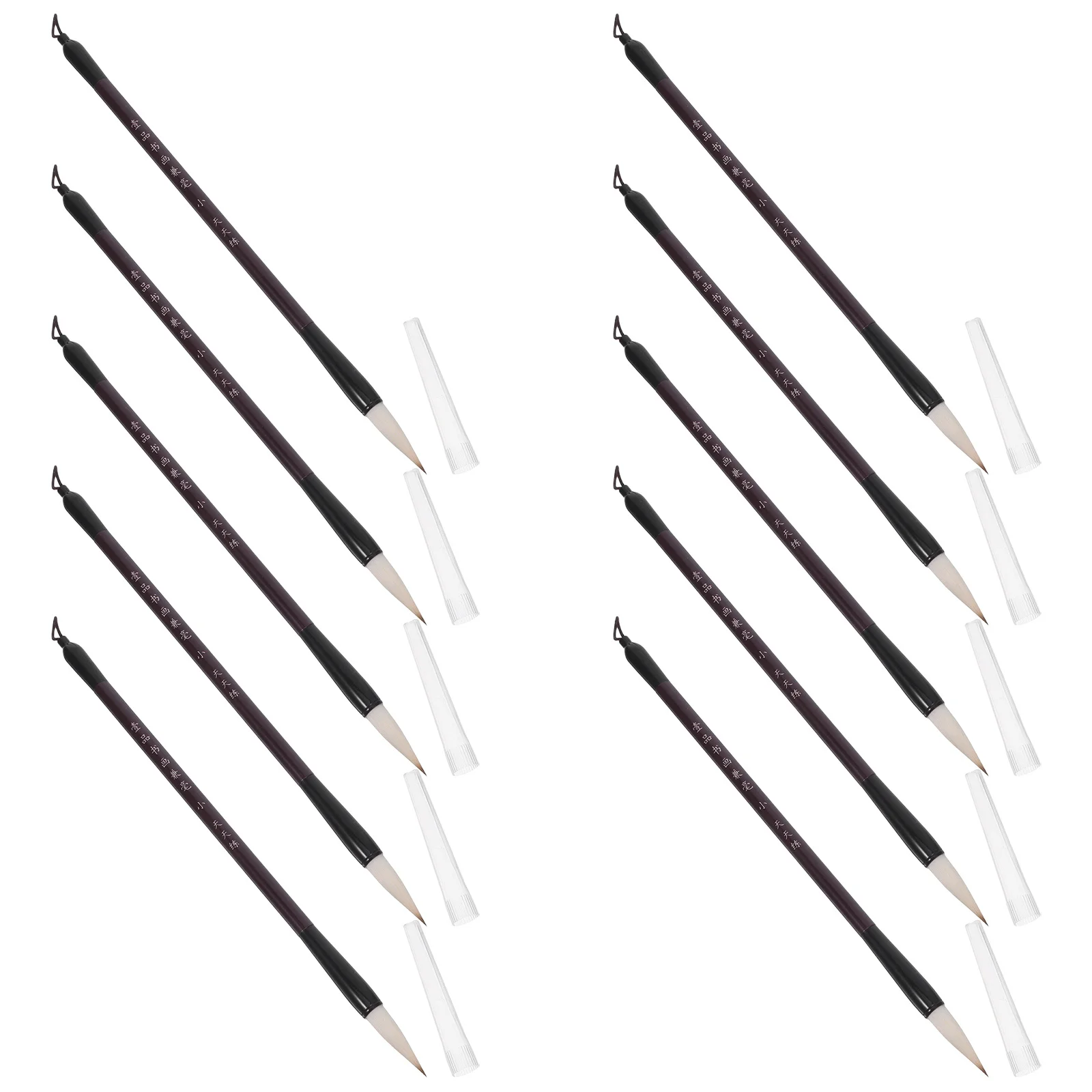 

10Pcs Chinese Calligraphy Brushes Wood Handle Bristles for Beginners Students Practice Painting Drawing Calligraphy