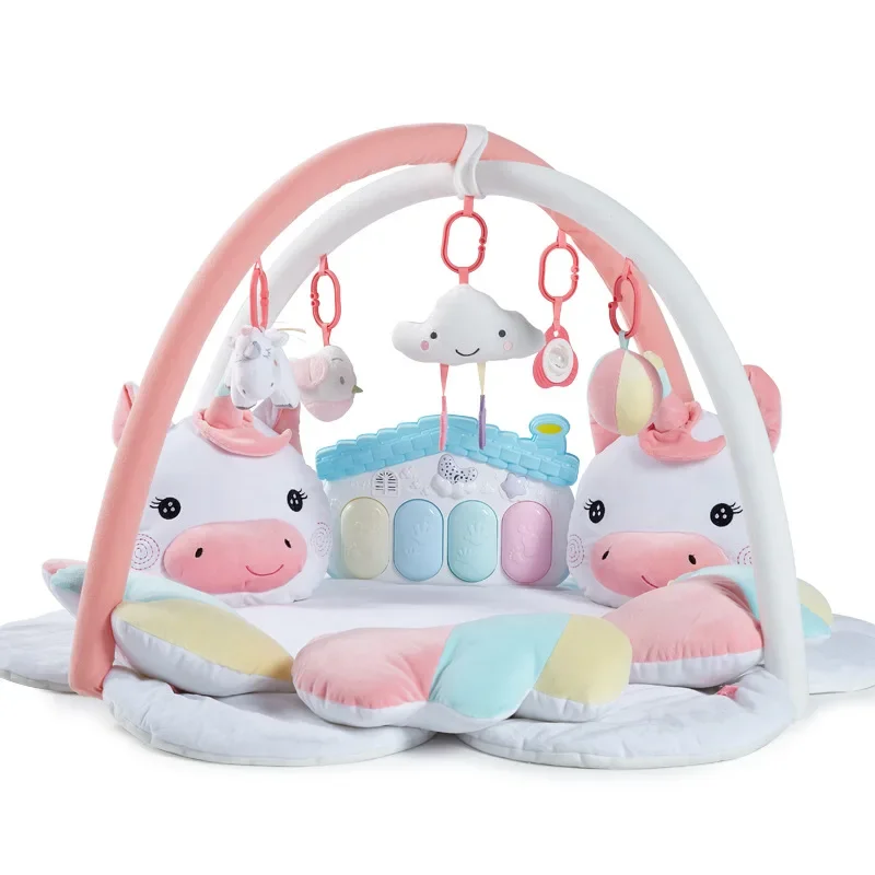 Cartoon unicorn pedal piano music baby playmat baby gym kids rugs crawling mat kids carpet toys for toddler boys plush dolls toy