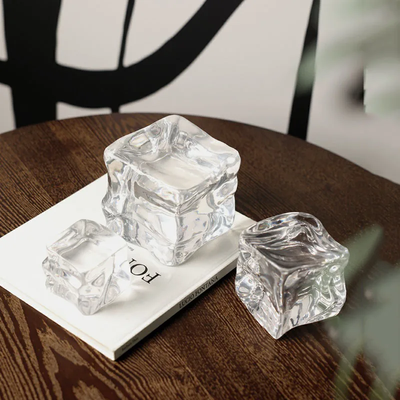 

Modern Creative Plated Silver Transparent Ice Cube Ornament Art Soft Decorations Home Living Room Resin Craft Table Furnishing