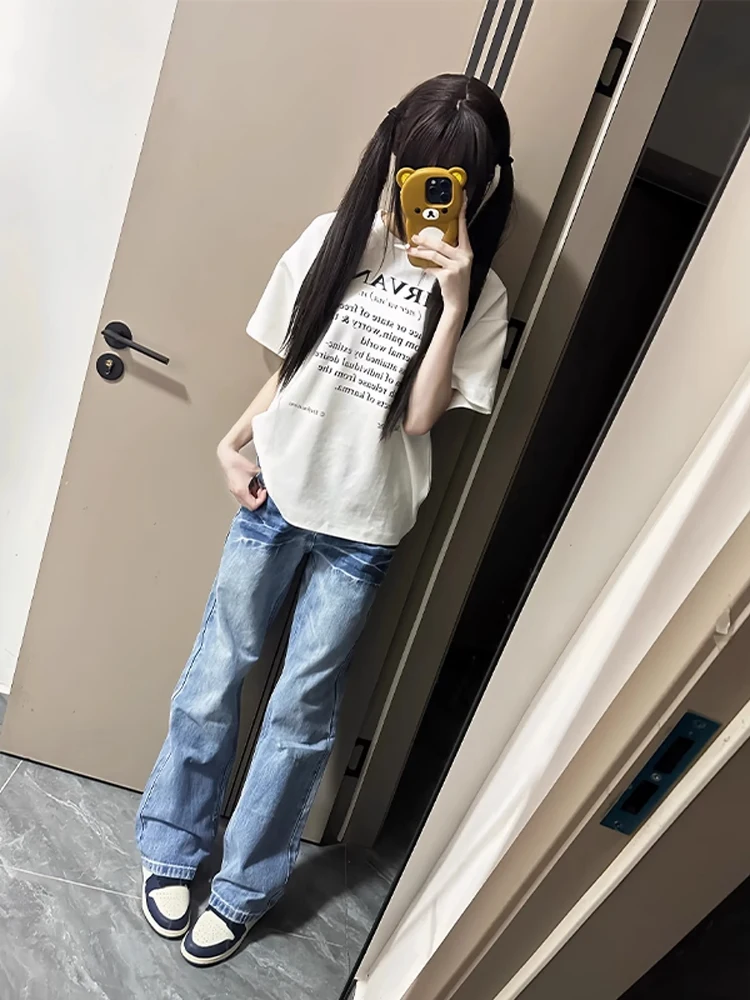 

Мужские прямые джинсы Cleanfit с рисунком молний, повседневные прямые леггинсы в американском стиле High Street Sle