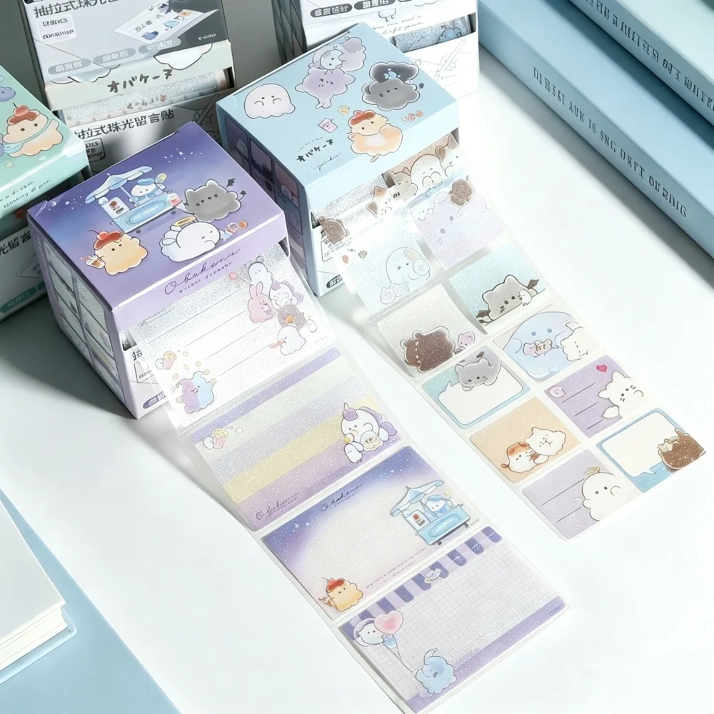 Pull-out Style Cartoon Sticky Notes Corner Message Sticky Notes Transparent Color Sticker Student Stationery Decorative Stickers
