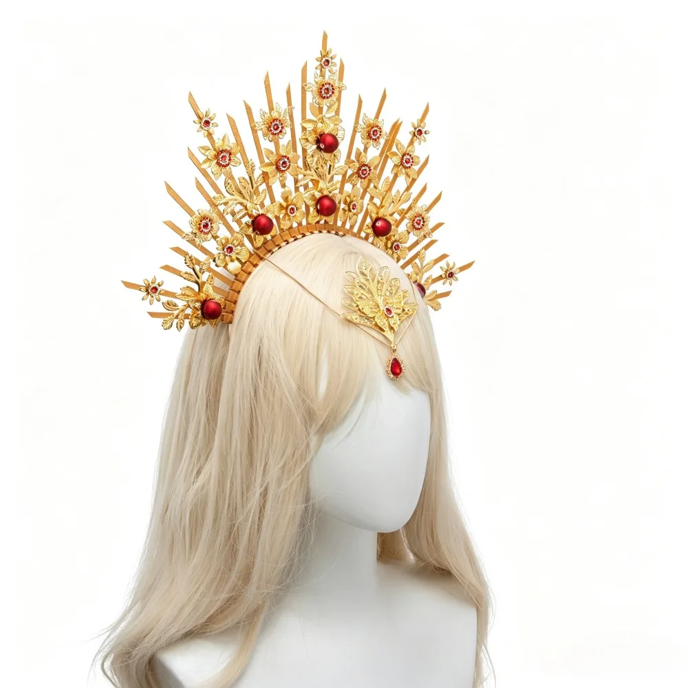 Lolita Halo Angel Headband Virgin Mary Apollo Sun Goddess Gold Spike Halo Headpiece Bride Hair Band Women Hair Accessories - view 2