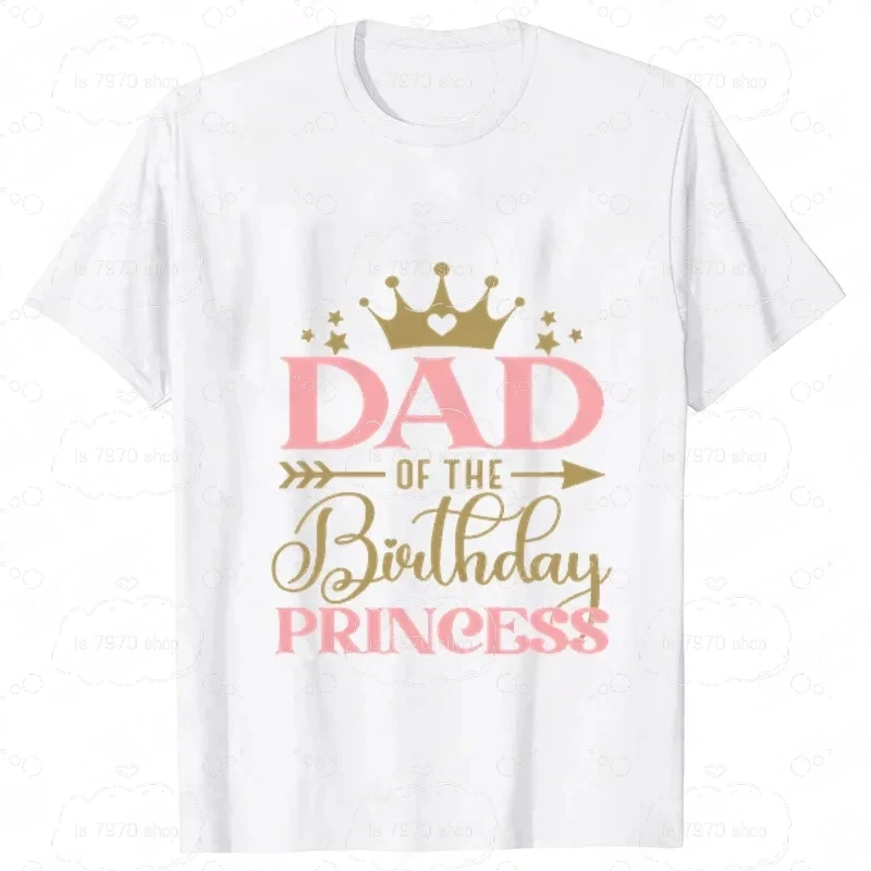 Birthday Princess Girls Party T-shirt Family Gathering Matching Sibling Tees White Unisex Kids Clothing Crown Graphic Y2k Tops