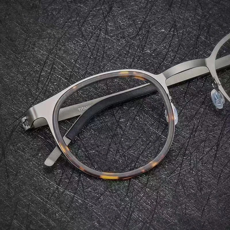 

Denmark Brand Retro Brand Oval Round 9704 Eyeglass Frames Handmade Titanium Spectacle Frames Ultra-light Screwless Men Women New