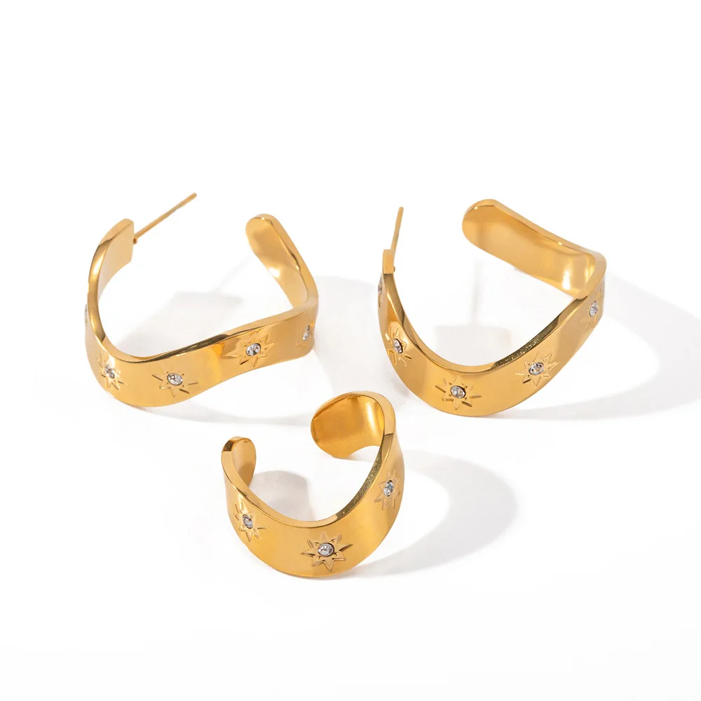 

Stainless Steel PVD 18K Gold Plated Tarnish Waterproof Irregular Hoop Earrings For Woman Jewelry Wholesale Trendy