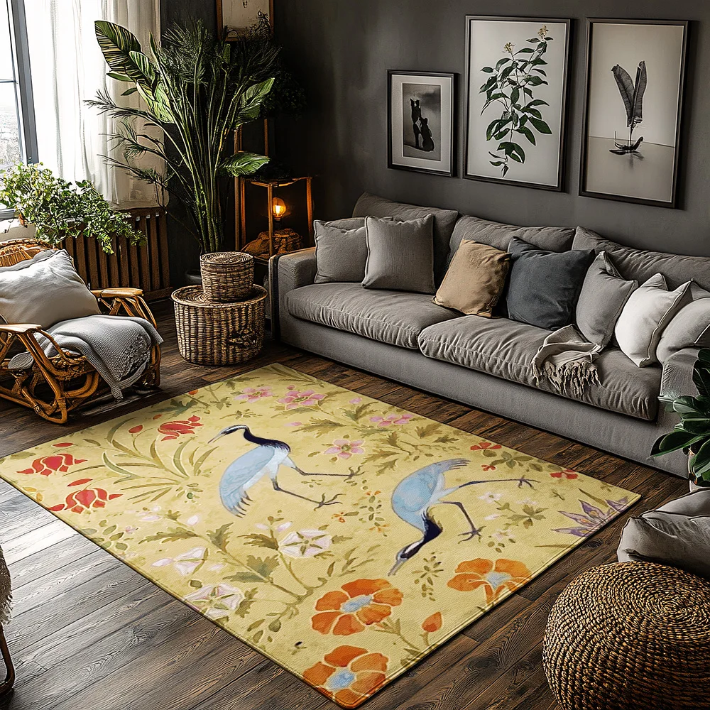 Elegant Bird Floral Doormat Welcome Mat Indoor Outdoor Entrance Rug Home Decor Artistic Nature Design Floor Covering Unique Gift