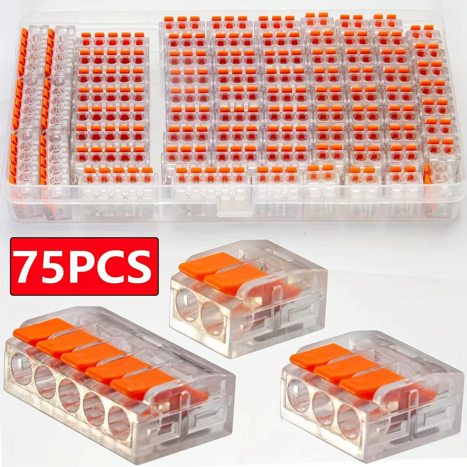 Universeller Quick PlugIn Mehrfachanschluss in Orange, elektrische Anschlussklemmen 250 Volt 32 Ampere, ideal für sichere und schnelle Verbindungen, langlebiges Zubehör für Elektroverkabelung, Heimwerker- und Industrie – Detail 2