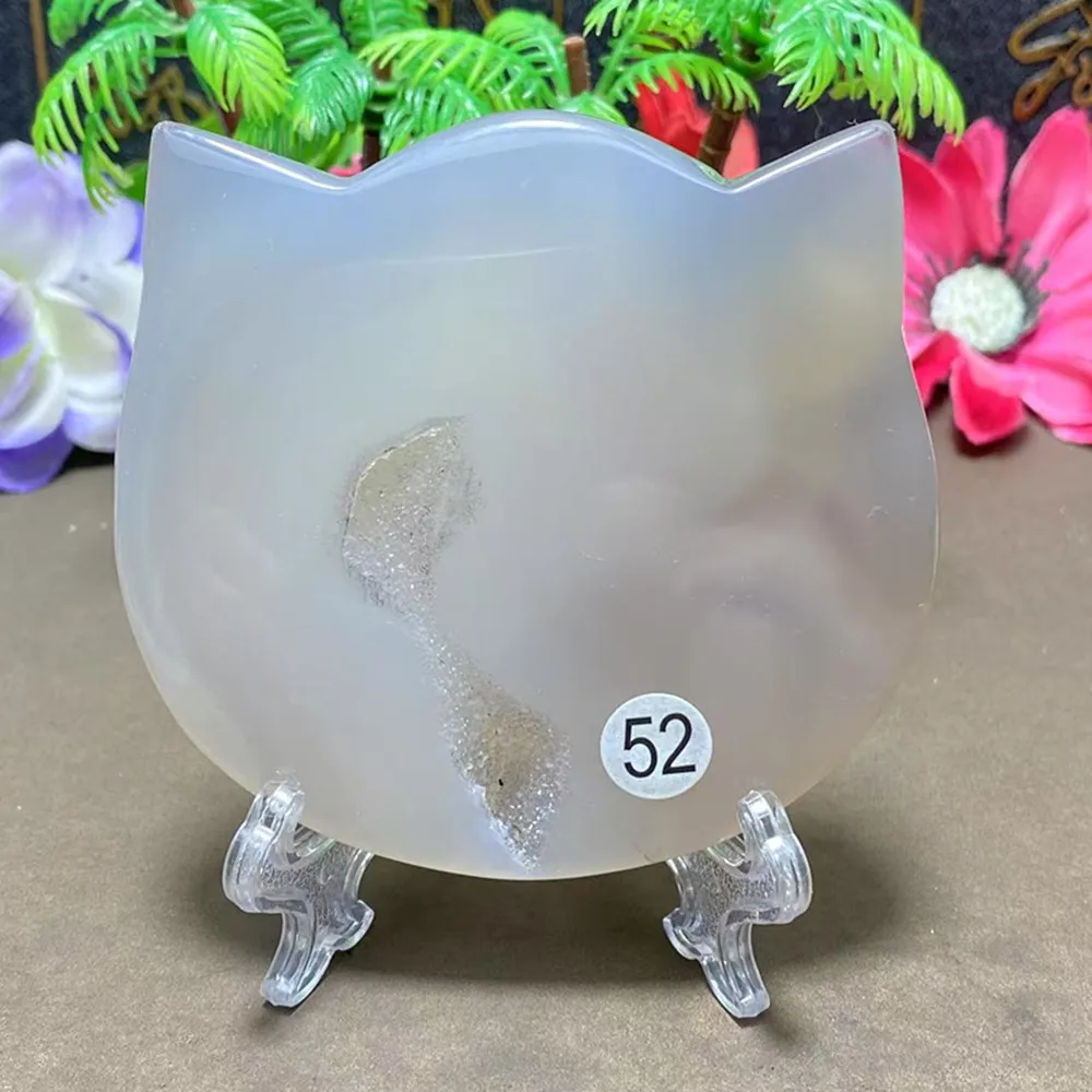 

Натуральный кварцевый кристалл агата, ручная резьба, кошачье лицо, Рейки, Рождественский подарок, украшение