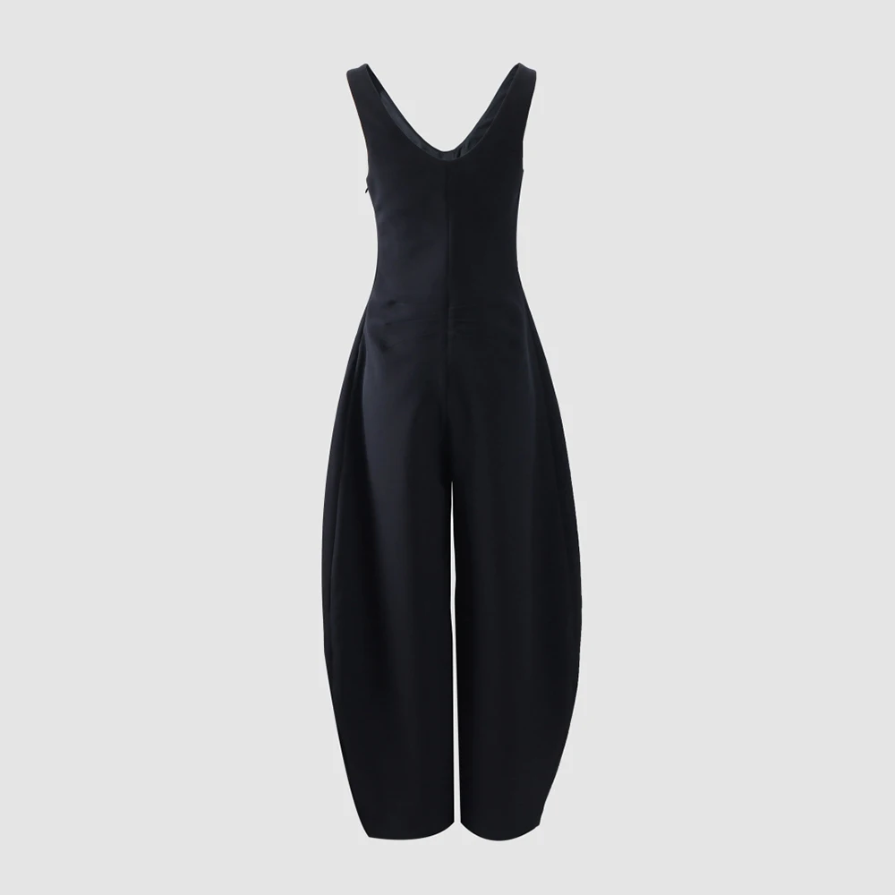 Women's Acetate Blend Sleeveless Jumpsuit Elegant Backless Wide Leg One Piece Pants Office Casual Wear New Spring 2026 Y2K