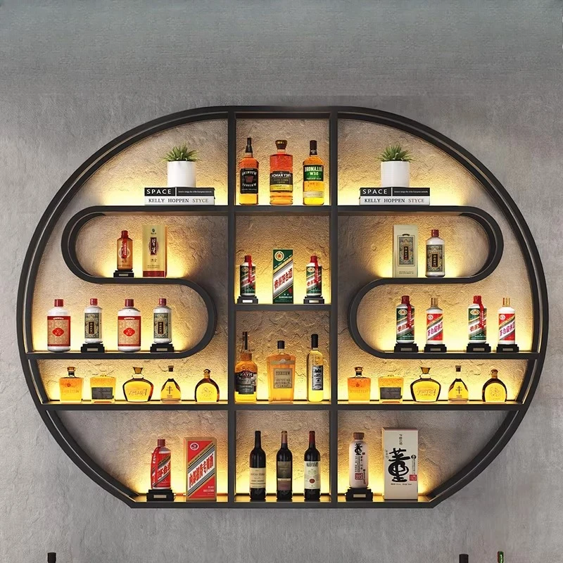 

Restaurant Storage Bar Cabinet Display Buffet Wall Luxury Nordic Bar Cabinet Led Commercial Gabinete Drinking Bar Furniture