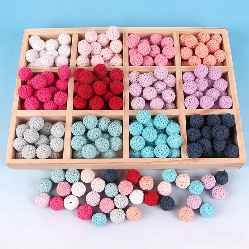 Sutoyuen 100Pcs 16/20mm Round Knitting Wooden Crochet Beads For DIY Jewelry Making Necklace Bracelet Toy Handmade Accessories