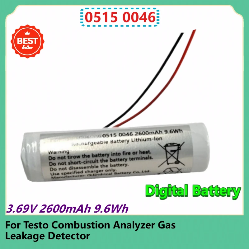 

0515 0046 Replacement Digital Battery 3.69V 2600mAh 9.6Wh For Testo Combustion Analyzer Gas Leakage Detector