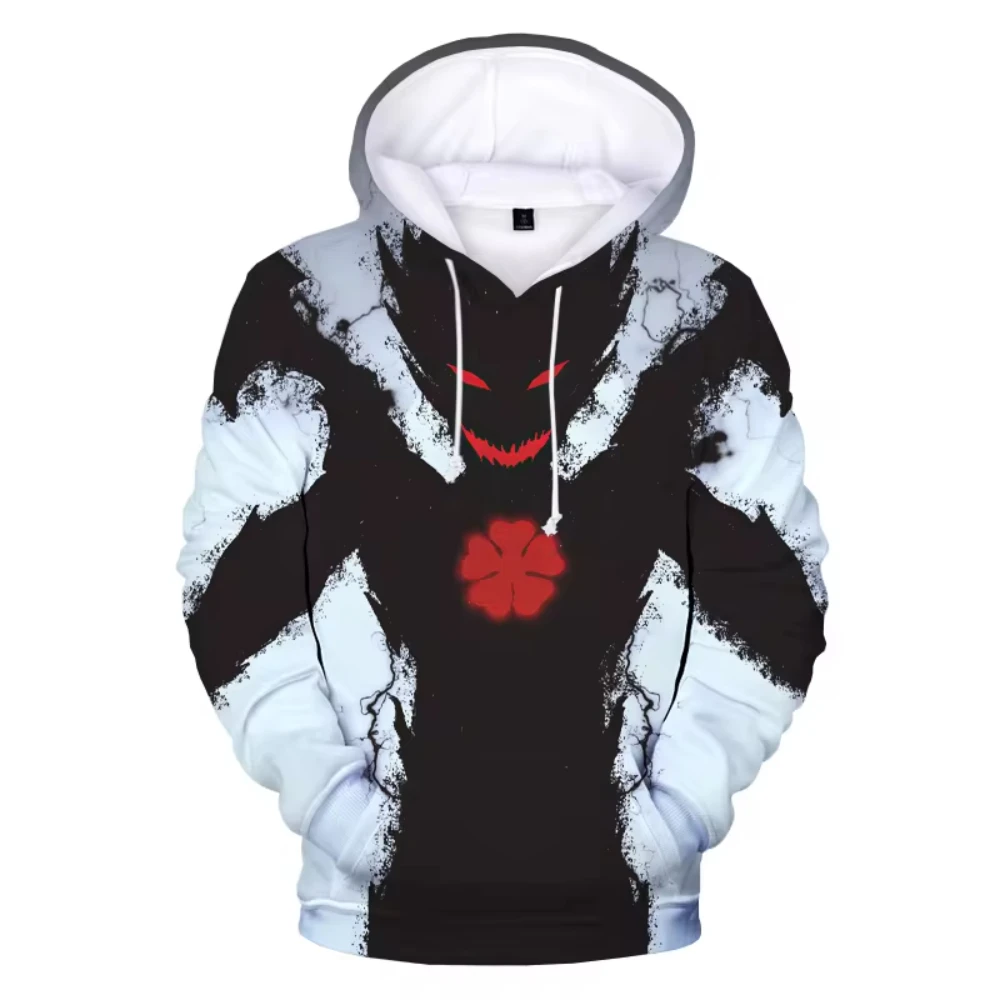 Klassischer Anime schwarzer Klee 3D-Druck Herren Hoodie lässig lange Ärmel übergroße Outdoor-Pullover Sweatshirt Kinder Unisex-Kleidung