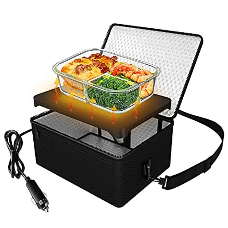 

90W Faster] Portable Oven 12V Car Food Warmer Portable Personal Mini Oven Electric Heated Lunch Box for Meals Reheating and Raw
