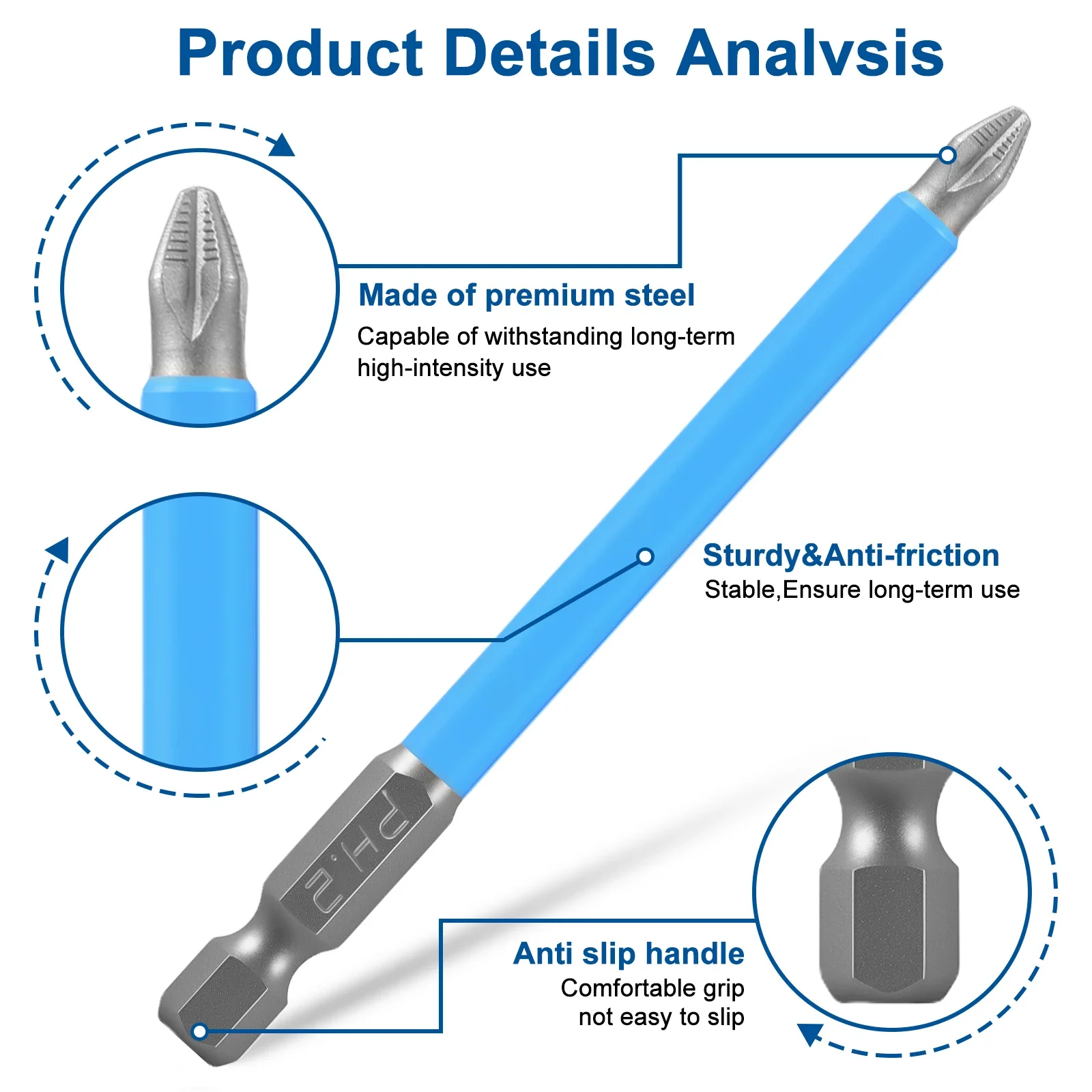 16Pcs Cross Nonslip Screwdriver Drill Bit Set 7 Different Sizes Magnetic Electric Screwdrivers Head Bit Power Tool Accessories