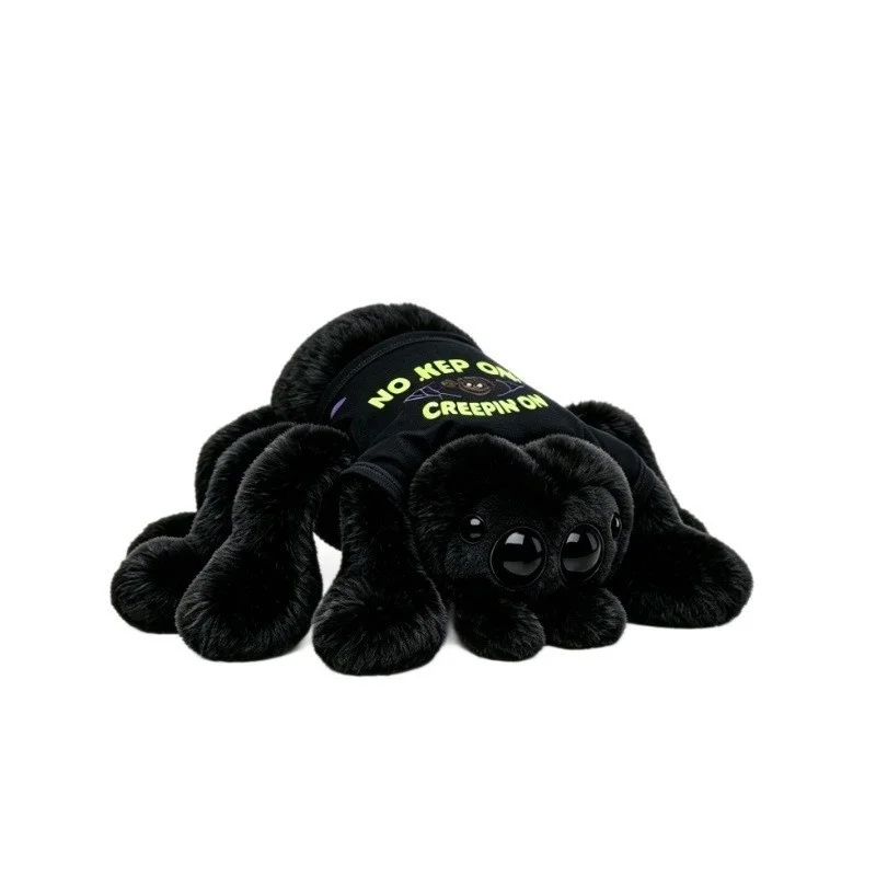 30cm Black Spider Plush Toy Soft Stuffed Animal Cute Spider Plushie Doll Pillow Halloween Birthday Gift for Kids Boys Girls